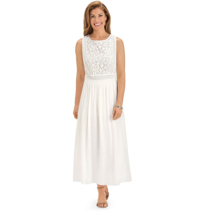 Collections Etc Embroidered Lace Bodice Scoop Neckline Sleeveless Dress, 4 of 6
