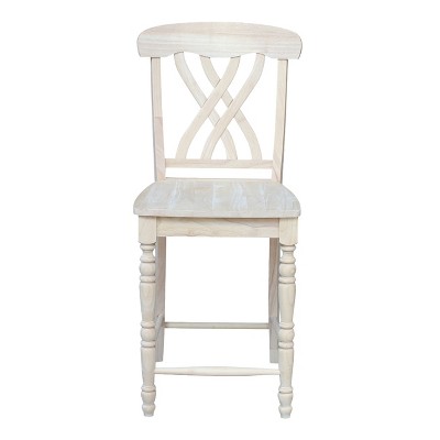 24" Unfinished Parawood Lattice Counter Height Barstool