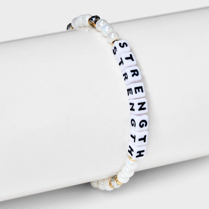 Little Words Project Strength Beaded Bracelet - White , 2 of 8