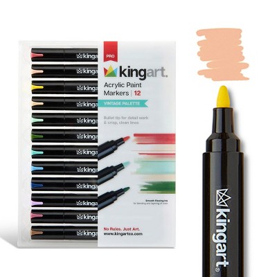 KINGART PRO Acrylic Paint Markers 12 Vintage Colors