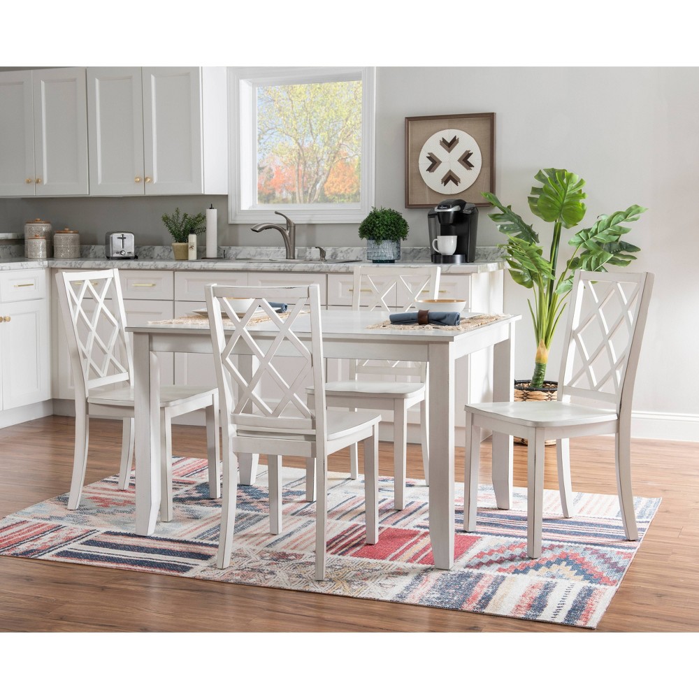 Photos - Dining Table 5pc Harleau Solid Wood Dining Set White - Powell