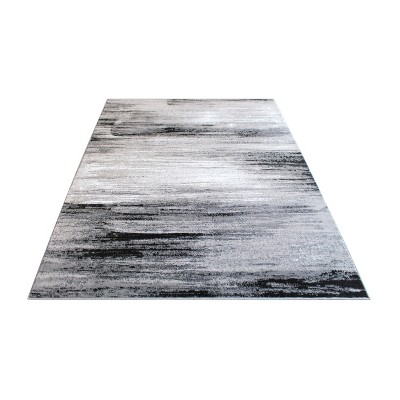 Gray and Black Tufted Rectangular 5' x 7' Synthetic Area Rug