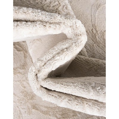 Ivory Rectangular Medallion Synthetic Easy Care Area Rug