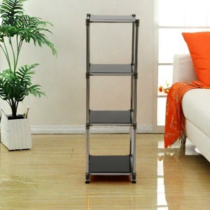 Yukimo 49"H 4-Tier Heavy Duty Stainless Steel Storage Shelving Unit, 100lbs/Shelf Capacity for Indoor/Outdoor Organization, Black - 1 of 4