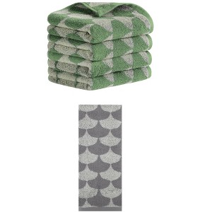 REGALWOVEN 5 Pack Cotton Soft Absorbent Geometric Pattern Hand Towels 13" x 29" - 1 of 4
