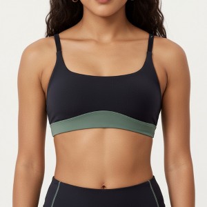 Anna-Kaci Active Women's Scoop Neck Colorblock Sports Bra with Adjustable Straps and Stretch Fit Fabric - 1 of 4
