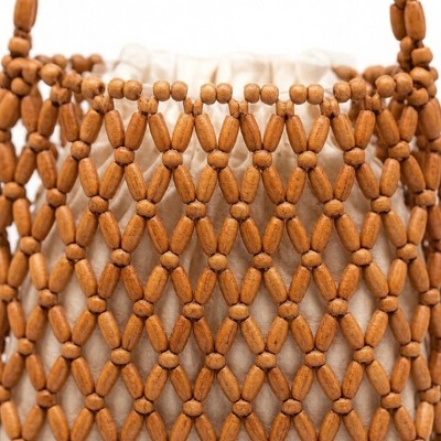 Сумка Alilang Beaded Crossbody Mini Bag with Long Strap Open Weave Wooden Bead Shoulder Purse Lightweight Small Handbag - Black — фото 3