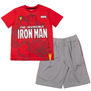 Marvel Avengers Captain America Hulk Thor Iron Man T-Shirt and Mesh Shorts Outfit Set Toddler to Big Kid - 1 of 4