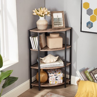 CAVINAS Bookcases for Living Room 4 Tier Corner Open Shelf Bookcase Freestanding Shelving Unit for Office, Kitchen
