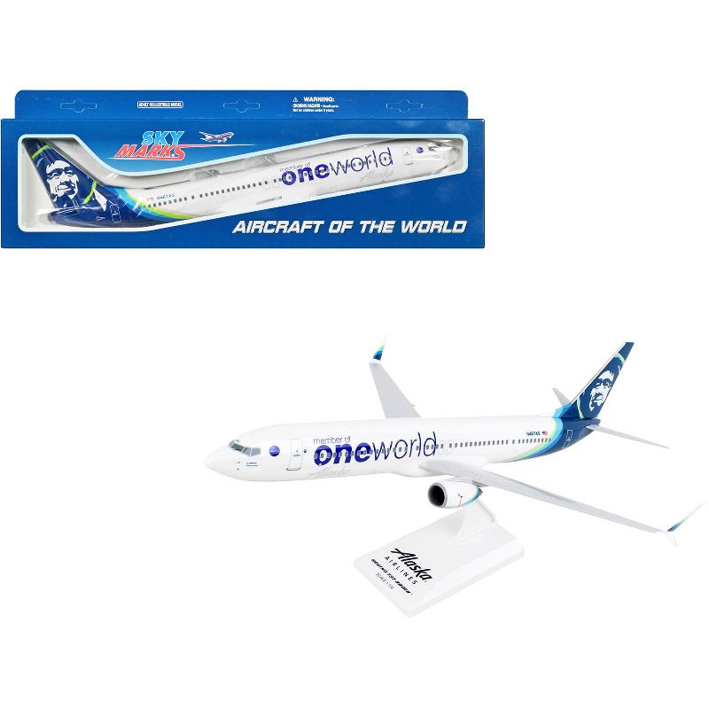 Boeing 737-900 Commercial Aircraft "Alaska Airlines - One World" White with Blue Tail (Snap-Fit) 1/130 Plastic Model by Skymarks, 1 of 6