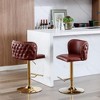 QingMoon Swivel Bar Stools, Adjustable Seat Height Counter Chairs Set of 2 with Footrest, PU Upholstered and Rivet Decoration for Pub, Kitchen Island - 2 of 4