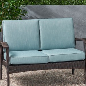 Christopher Knight Home Hopewell 2-Piece Outdoor Water Resistant Fabric Loveseat Cushions - 1 of 4