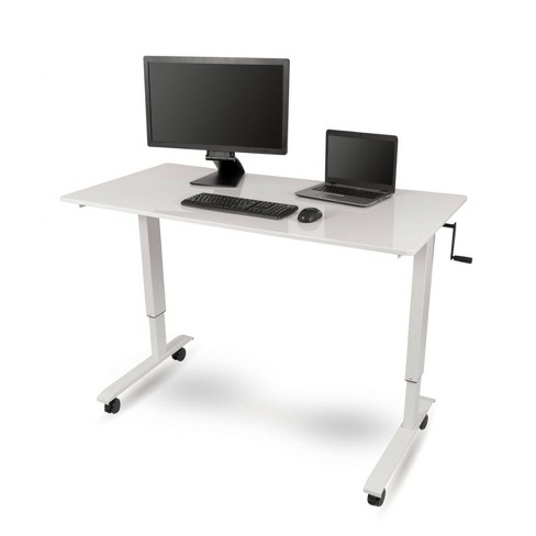 Rolling white store desk