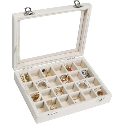 Jewelry Box 24 Grid Jewelry Ring Display Organiser Box Tray Holder Earrings Storage Case
