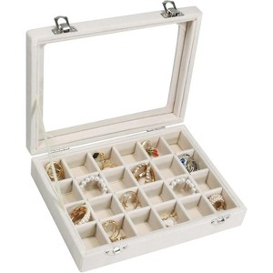 Jewelry Box 24 Grid Jewelry Ring Display Organiser Box Tray Holder Earrings Storage Case - 1 of 4