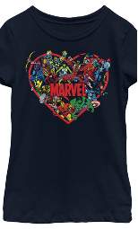 Girl's Marvel Heroes Unite Heart T-Shirt