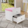 Chair with Storage, Vanity Stool with Locking Wheels & Drawers, Modern Foot Stool for Living Room Bedroom - 4 of 4