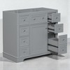 36" Bathroom Vanity Base Only, Freestanding Cabinet with 1 Door and 6 Drawers, Adjustable Shelf, Sink Not Included - 2 of 4