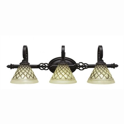 Toltec Lighting Elegante 3 - Light Vanity in  Dark Granite with 7'' Chocolate Icing Shade