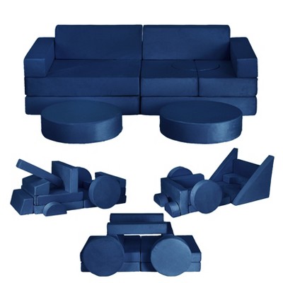 Kids Play Couch 14pcs Modular Playset Foam Couch for Toddlers Children,Convertible Kids Couch Sofa Indoor Furniture for Playroom