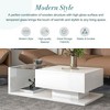 LIVAREEmlen Modern Coffee Table with Tempered Glass, Wooden Cocktail Table with High-gloss UV Surface, Modernist 2-Tier Rectangle Center Table White - 3 of 4