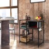 VINGLI Bakers Racks for Kitchens. Stand Bar Cabinet with Mini Fridge Space, Big Drawer, Wine Rack, Metal Frame Industrial Microwave Oven Stand 4-Tiers - 2 of 4