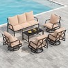 Maggift Patio Seating Set 6-Piece with Swivel Rocking Chair, Side Table and Thick Cushion for Deck, Backyard and Garden, Beige, 23.2" * 26.8" * 34.2" - 3 of 4