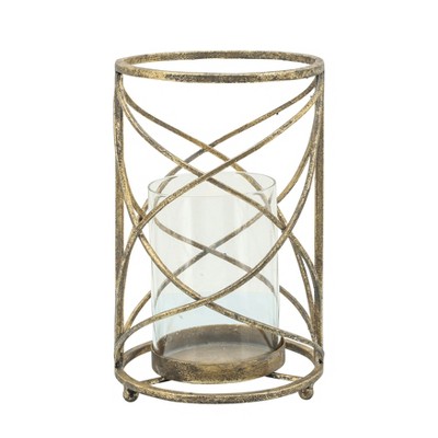 Metal Hurricane Candle Holder - Contemporary Rustic Votive Candle Tealight Holder - Decorative Home Decor Accent - Centerpiece Wedding Decor