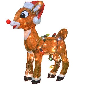 ProductWorks 24 Inch 3D Pre Lit Rudolph with C9 Light Strand, Brown - 1 of 3