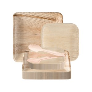 Smarty Had A Party Square Palm Leaf Eco Friendly Disposable Wedding Set - 100 Sets - 1 of 4