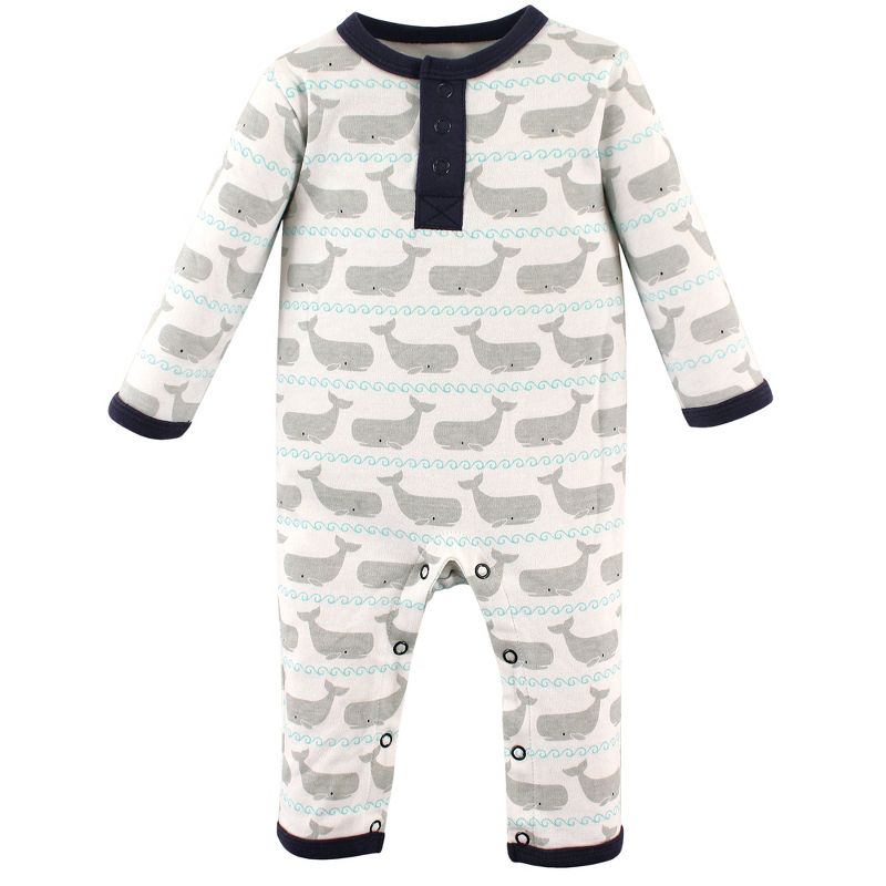 Hudson Baby Infant Boy Cotton Coveralls 2pk, Whale, 3 of 5