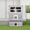 3 Story Outdoor Wooden Cat House with Asphalt Roof Raised Floor Escape Doors Jump Platforms,Feral Cat Shelter for Multiple Cats - LAOTIES - 2 of 4