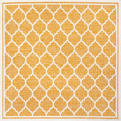 Trebol Moroccan Trellis Yellow/Cream 5' Square Synthetic Area Rug