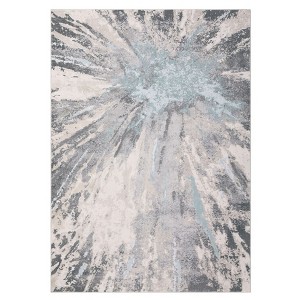 Washable Modern Abstract Rug Non Slip Low Pile Rug Soft Throw Floor Cover Foldable Indoor Carpet for Living Room Bedroom,Blue Gray/4'x6' - 1 of 4
