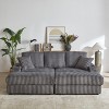 KWPZQEB 84'' Modern Sofa, Comfy Cloud Couch with 2 Ottoman & 2 Pillows, Deep Seat Corduroy 3 Seat Sofa for Living Room - 2 of 4