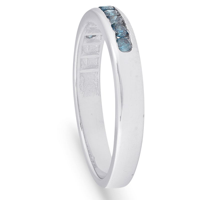 Pompeii3 1/4 cttw Blue Diamond Wedding Ring 14K White Gold Channel Set Stackable Band, 2 of 6
