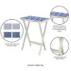 Evergreen Mod Blue and White TV Tray Set with Stand, Set of 4 - 4 of 4