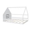 TIRAMISUBEST Full Size Wood House Bed with Window and Fence Design, Wooden Floor Bed Montessori Bed House Platform Bed with LED Light - 4 of 4