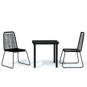 vidaXL Patio Dining Set Outdoor Dining Set Garden Table and Chair Set Black - 31.5" Table Length 2 Items - 1 of 4