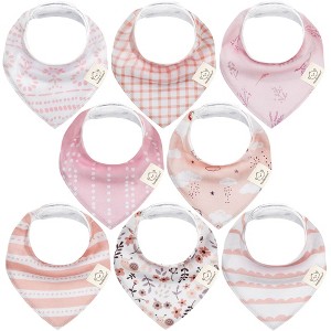 8pk Organic Baby Bandana Bibs, Baby Drool Bibs for Baby Boy, Girl, Baby Bibs for Infant, Newborn - 1 of 4