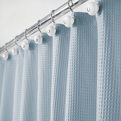 mDesign Waffle Weave Fabric Shower Curtain - 72" x 72" Long - Light Blue