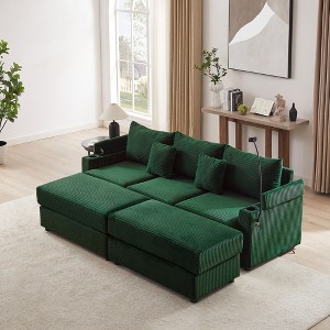 95.3" Convertible Sectional Sofas Couch with Storage Space, Two Movable Ottomans, Two USB Ports, Two Cup Holders and A Phone Holder - 1 of 4