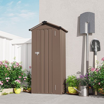 2.5×1.4 FT Small Outdoor Tool Shed with Adjustable Shelves, Weather-Resistant Metal Storage Shed for Backyard or Garden–The Pop Home