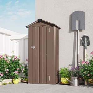 2.5×1.4 FT Small Outdoor Tool Shed with Adjustable Shelves, Weather-Resistant Metal Storage Shed for Backyard or Garden–The Pop Home - 1 of 4