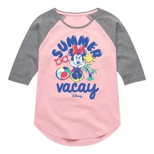 Girls' - Disney - Summer Vacay Shirt Tail Raglan Graphic T-shirt - 1 of 3