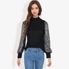 Anna-Kaci Women's Mock Neck Top Sequin Detail Ribbed Knit Pullover - 4 of 4