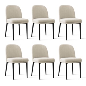 Upholstered Dining Chairs with Linen Blend Fabric and Metal Legs, Modern Armless Side Chairs for Dining Room-Maison Boucle - 1 of 4