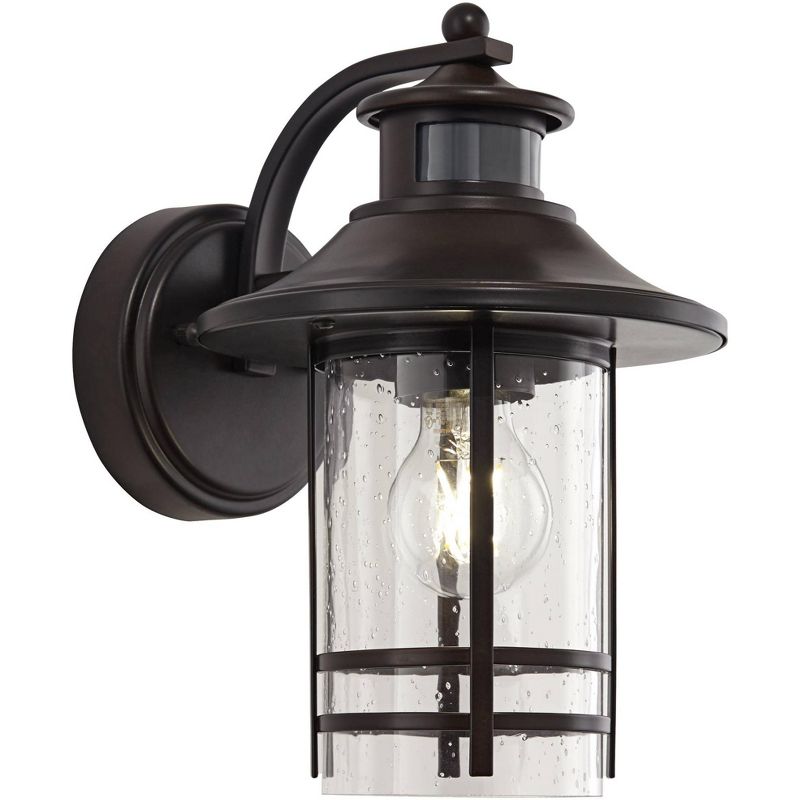 John Timberland Galt Outdoor Mission Wall Light Fixture Oil Rubbed Bronze Motion Sensor Dusk to Dawn 11 1/4" Seedy Glass for Post Exterior Barn Deck, 5 of 9