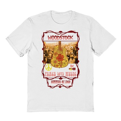 Woodstock Men's Peace Love Music 1 Short Sleeve Graphic Cotton T-Shirt