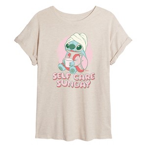 Women's - Lilo and Stitch - Stitch Self Care Oversized Graphic T-Shirt - 1 of 4